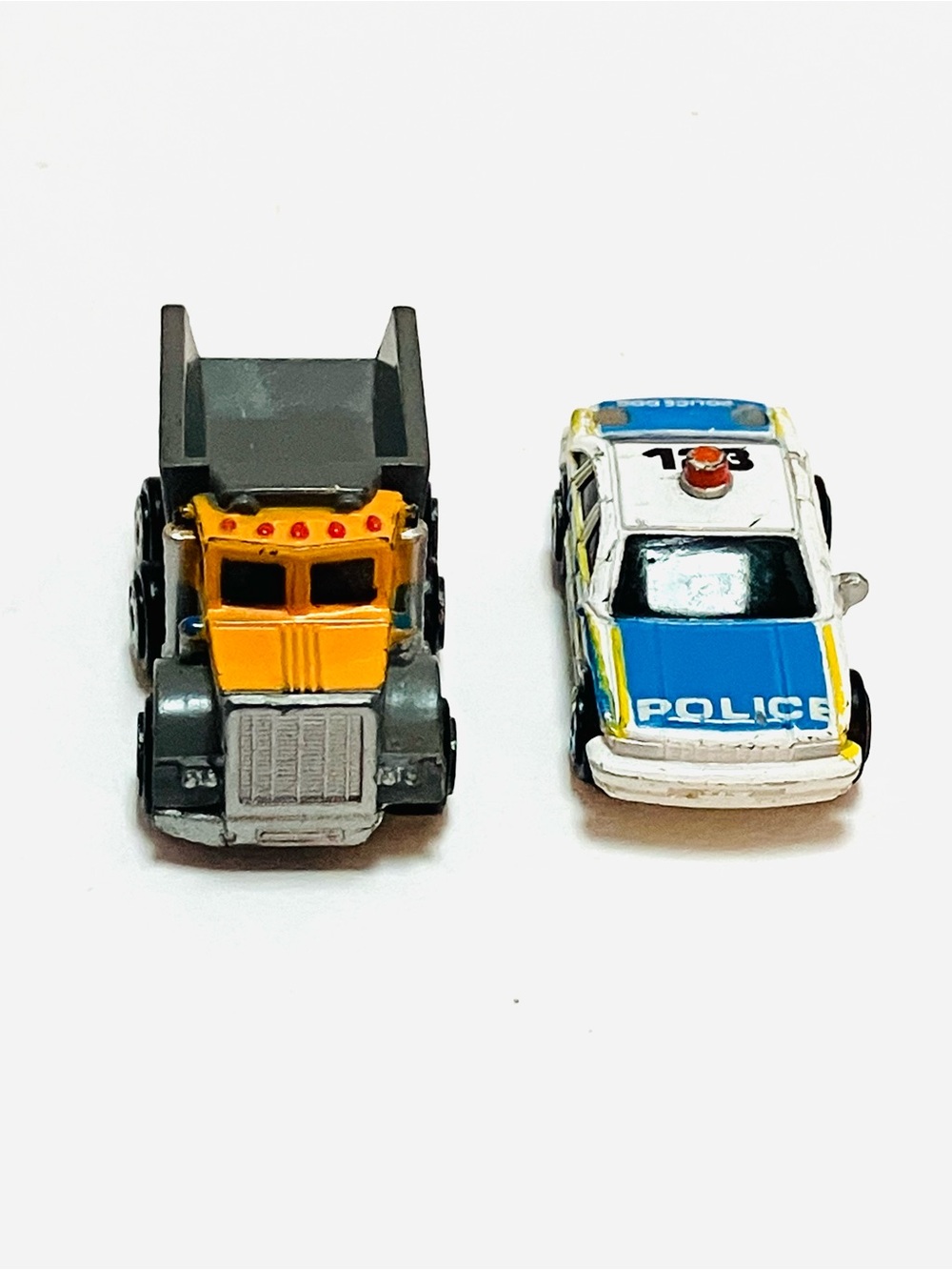 Galoob 1980’s Micro Machines Dump Truck & Police Car(missing one side mirror)